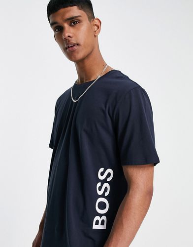 BOSS - Bodywear Identity - T-shirt à logo vertical contrastant - Bleu - Boss Bodywear - Modalova