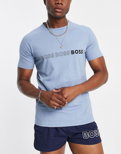BOSS Swimwear - T-shirt ajusté avec logo répété central - Bleu clair - BOSS Bodywear - Modalova