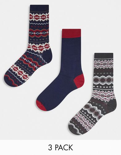 Coffret cadeau 3 paires de chaussettes à motif jacquard - Multicolore - Barbour - Modalova
