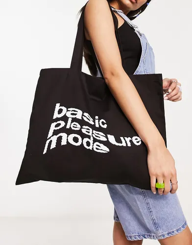 Tote bag oversize en toile avec logo ondulé - Noir - Basic Pleasure Mode - Modalova