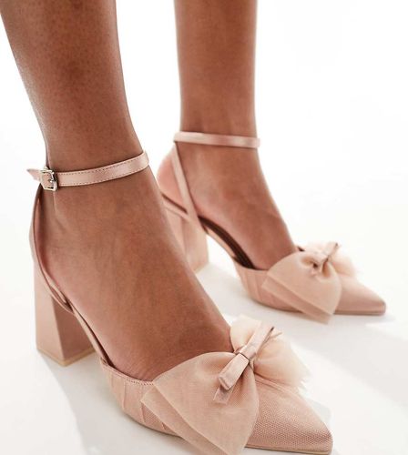 Be Mine - Jomi - Chaussures de mariée à talon carré avec naud - Blush - Be Mine Wide Fit - Modalova