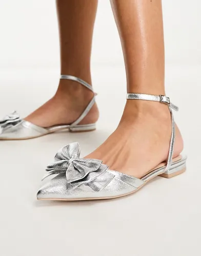Milli - Chaussures plates de mariée avec naud - Argent métallisé - Be Mine - Modalova