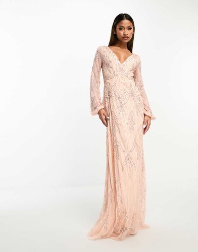 L'invitée - Robe portefeuille longue à ornements - Blush - Beauut - Modalova