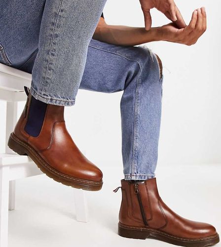 Pointure large - Bottines Chelsea en cuir à semelle chunky - Fauve - Ben Sherman - Modalova