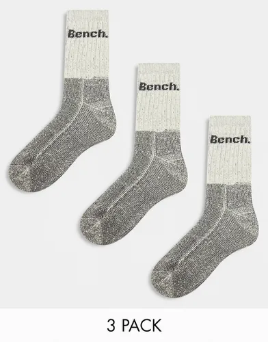 Barron - Lot de 3 paires de chaussettes hautes unies et chinées torsadées - cassé - Bench - Modalova