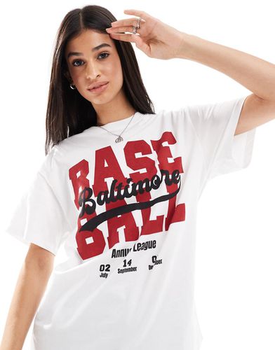 T-shirt oversize à imprimé Baseball » - Bershka - Modalova