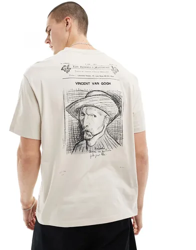 T-shirt coupe carrée à imprimé Van Gogh - Beige - Bershka - Modalova