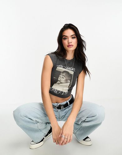 T-shirt court à imprimé Tupac - délavé - Bershka - Modalova