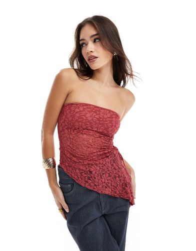 Top bandeau en dentelle - Bordeaux - Bershka - Modalova