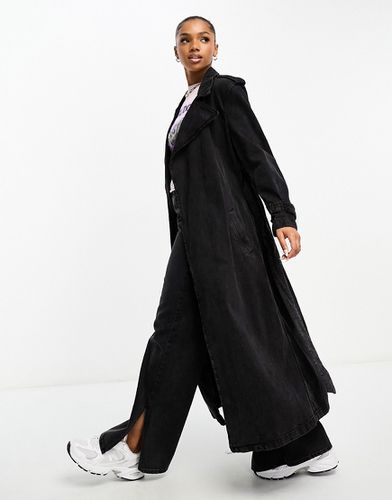 Trench-coat aspect jean - Noir délavé - Bershka - Modalova