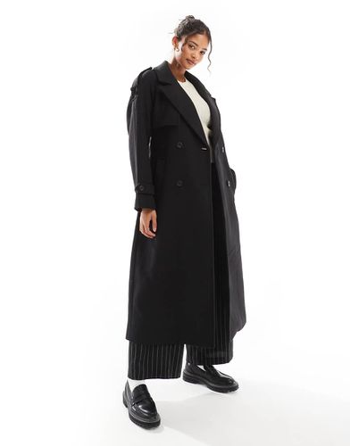 Trench-coat long en laine - Bershka - Modalova