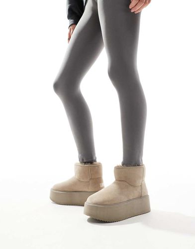 Bottes à plateforme cosy - Taupe - Bershka - Modalova