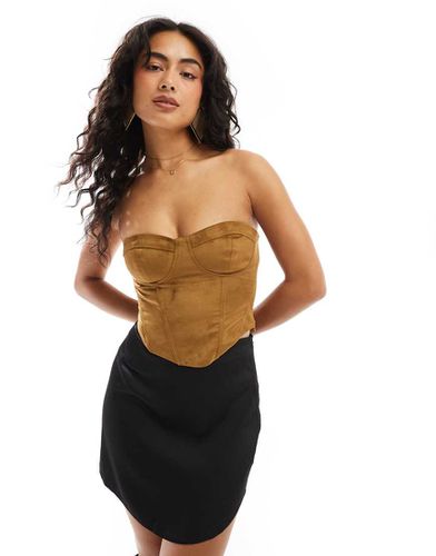 Corset en daim synthétique - Fauve - Bershka - Modalova