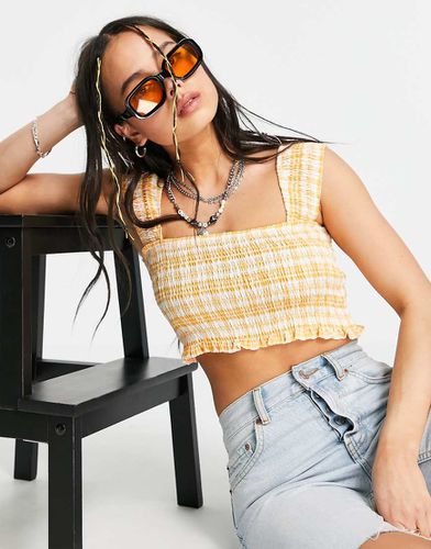 Crop top froncé motif vichy (pièce d'ensemble) - Bershka - Modalova