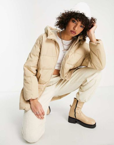 Doudoune longue oversize - Taupe - Bershka - Modalova