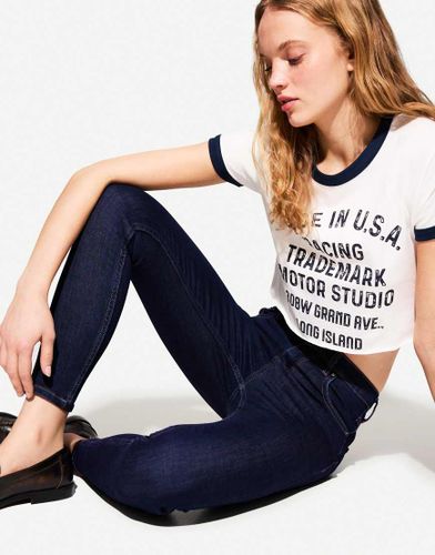 Jean skinny  taille trs haute - Bleu - Bershka - Modalova