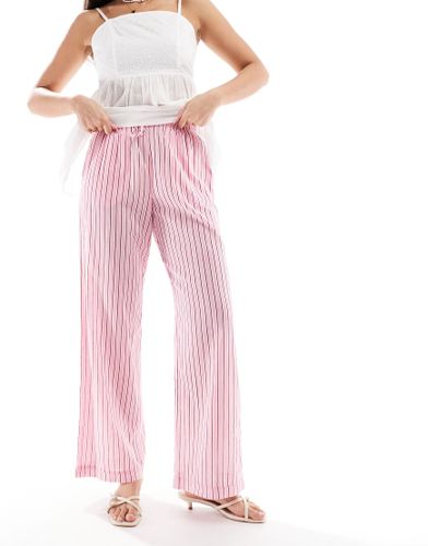 Pantalon large ray en lin  taille noue - Bershka - Modalova