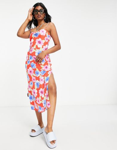 Robe mi-longue à grandes fleurs - Bershka - Modalova