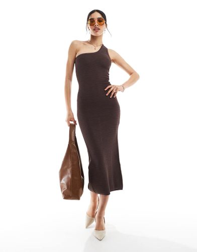 Robe longue et asymtrique en maille - Chocolat - Bershka - Modalova