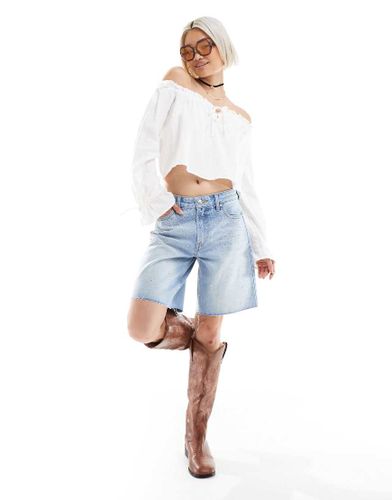 Short long en jean avec strass - moyen - Bershka - Modalova