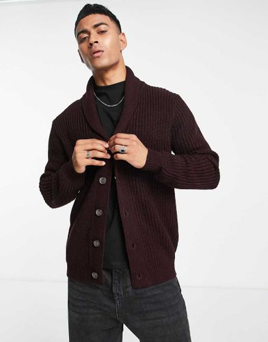 Gilet en maille style pêcheur - Bordeaux foncé - Brave Soul - Modalova