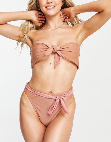 Haut de bikini bandeau réversible noué à l'avant/au dos - Fauve rose - Brave Soul - Modalova