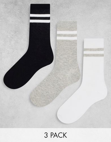 Lot de 3 paires de chaussettes - Noir, et blanc - Brave Soul - Modalova