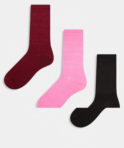 Lot de 3 paires de chaussettes souples - Rose, rouge et marron - Brave Soul - Modalova