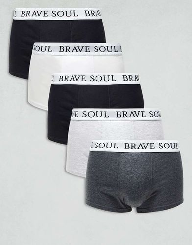 Lot de 5 boxers avec logo sur la taille - Noir, gris et blanc - Brave Soul - Modalova