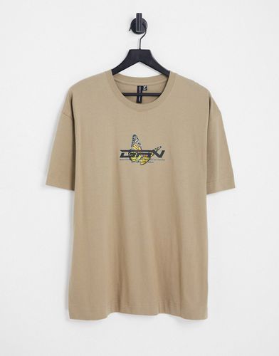 T-shirt oversize à imprimé papillon graphique - Taupe - Good For Nothing - Modalova