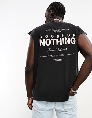 T-shirt oversize sans manches avec imprimé squelette au dos - délavé - Good For Nothing - Modalova