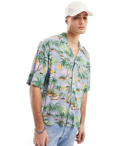 Chemise manches courtes à imprimé palmier en lin et coton - Gant - Modalova