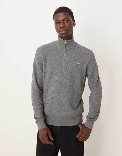 Pull en maille texture  demi-fermeture clair et logo cusson - fonc - Gant - Modalova