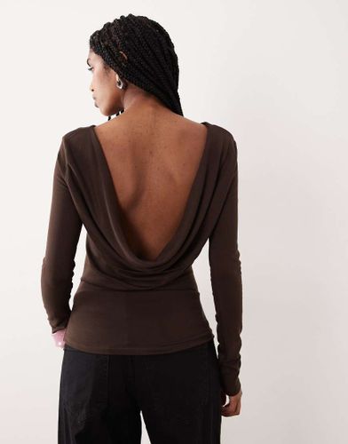 Top ajust  manches longues et dos nu drap - Marron - Gina Tricot - Modalova