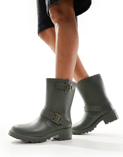 Bottes de pluie style motard - Kaki - Glamorous - Modalova