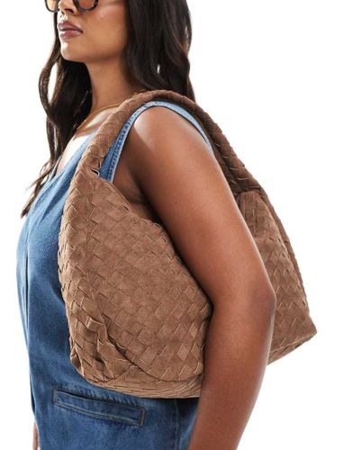 Grand sac port paule en imitation daim tiss - Marron - Glamorous - Modalova