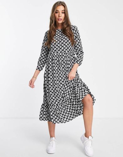 Robe babydoll mi-longue à imprimé petites fleurs rétro avec ourlet plissé - Glamorous - Modalova