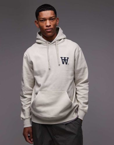 Cass - Sweat  capuche avec logo - Taupe - Double A By Wood Wood - Modalova