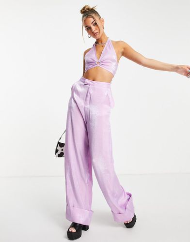 Crop top dos nu d'ensemble avec anneau - Lilas scintillant - Daisy Street - Modalova