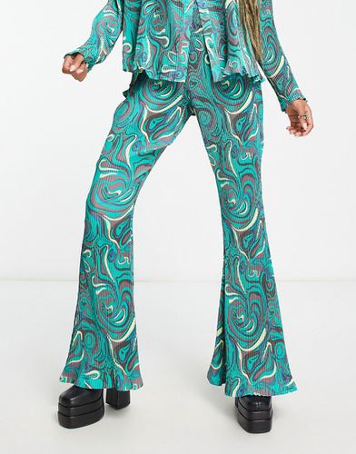 Pantalon d'ensemble décontracté en tissu plissé imprimé tourbillon - Daisy Street - Modalova