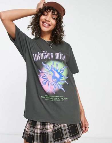 T-shirt oversize délavé à imprimé yin yang - Daisy Street - Modalova