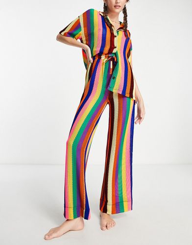 Pantalon d'ensemble en maille texturée - Rayures - Damson Madder - Modalova