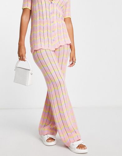 Pantalon large d'ensemble au crochet - à motif zigzag - Damson Madder - Modalova