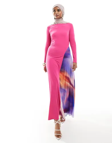 Robe fendue longue en mousseline - Fuchsia - Daska - Modalova