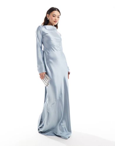 Robe longue en satin avec naud oversize en dos - glacier - Daska - Modalova