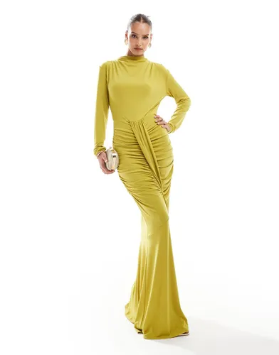 Robe longue froncée devant - Citron - Daska - Modalova