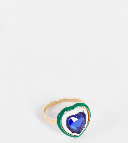 DesignB Curve - Bague en émail en forme de caur ornée de cristaux - DesignB London Curve - Modalova