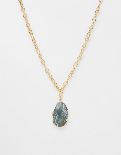 Collier tendance avec pendentif serti de pierres semi-précieuses fantaisie - Designb London - Modalova
