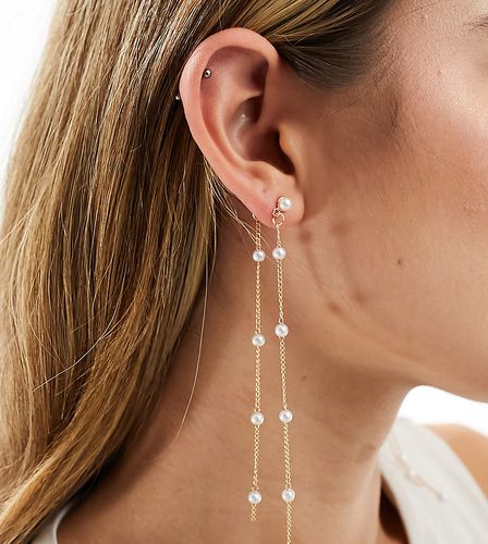 Boucles d'oreilles à long pendant perle - Designb London - Modalova