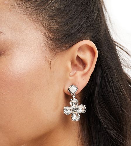 Boucles d'oreilles avec perles et croix - Argenté - Designb London - Modalova